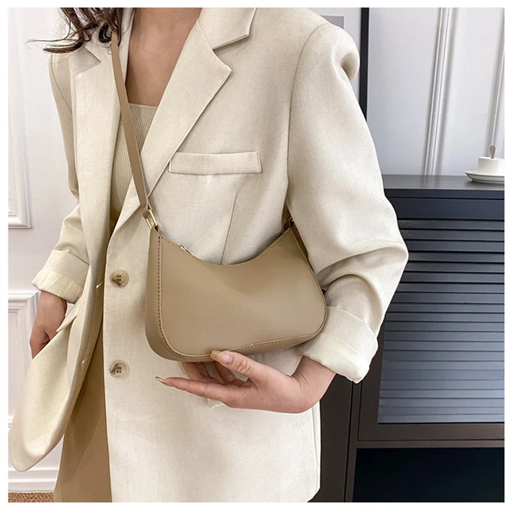 WOMEN'S Bag Underarm Bag Handbags Retro Solid Color PU Leather Shoulder Underarm Bags Casual Women Hobos Handbags - Image 5