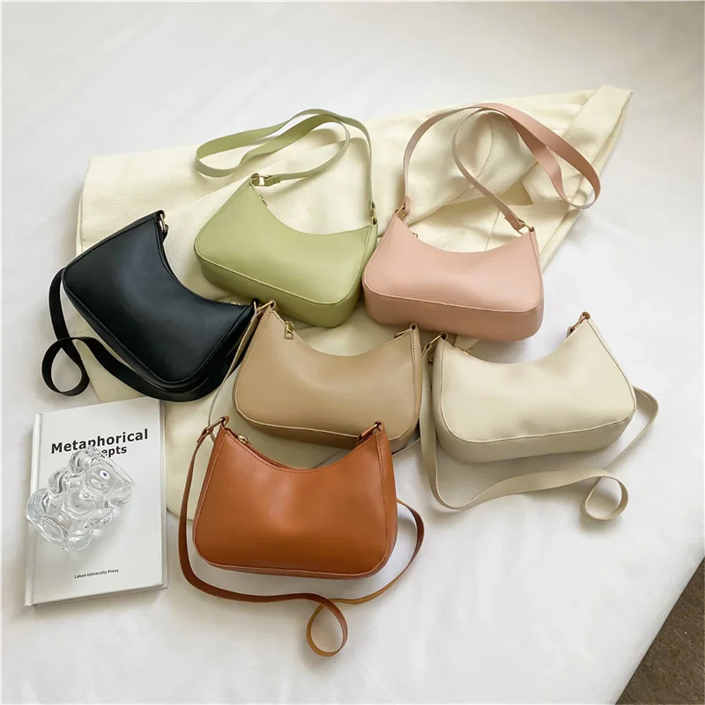 WOMEN'S Bag Underarm Bag Handbags Retro Solid Color PU Leather Shoulder Underarm Bags Casual Women Hobos Handbags - Image 4