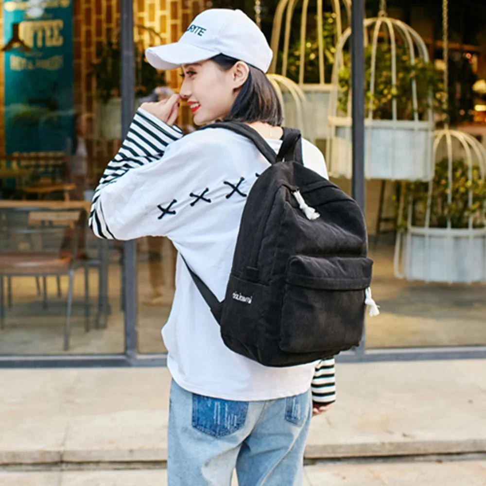 Personalized Corduroy Schoolbag Backpack Training Anti-theft Shoulder Bag For Teenager Knapsack Unisex Classic Campus Port - Image 3